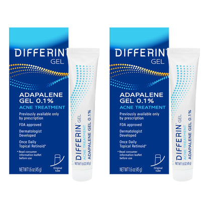 HOTDifferin Acne Treatment Gel, 30 Day Supply, Retinoid Treatment for Face with 0.1% Adapalene, Gentle Skin Care for Acne Prone Sensitive Skin, 15g Tube (Packaging May Vary) | 30-Day Supply, OTC Retinoid, Clears Acne & Prevents Breakouts, Gentle For Sensi
