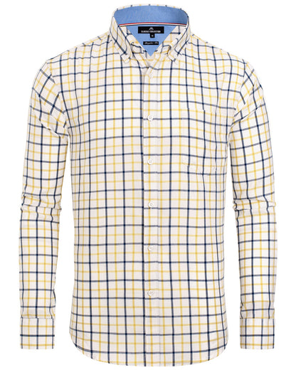 HOTAlimens & Gentle Men's Plaid Button Down Shirts Cotton Long Sleeve Dress Shirts Regular Fit Gingham Shirts