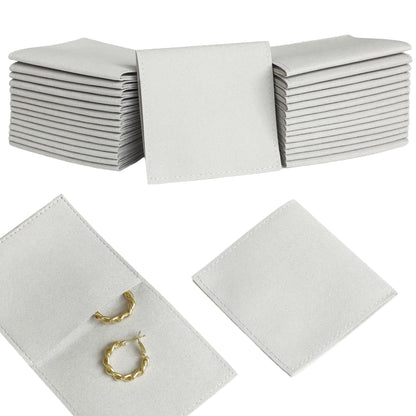 HOT40pcs Black Microfiber Jewelry Pouch 8 x 8cm Jewelry Packaging Bag Envelope Style Luxury Small Favor Bags Jewelry Gift Bags for Earrings Necklaces Bracelet Ring