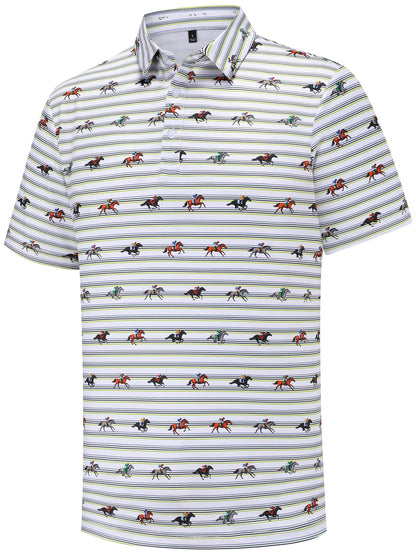HOTtracamiy Men's Golf Polo Shirts Short Sleeve Performance Moisture Wicking Quick Dry Golf Polo Shirts for Men