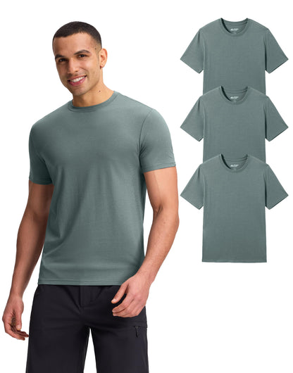HOTPioneer Camp Mens Bamboo Shirts Ultra Soft Plain Tshirts for Men Cooling Crew Neck Casual Basic Tee Shirt Undershirt