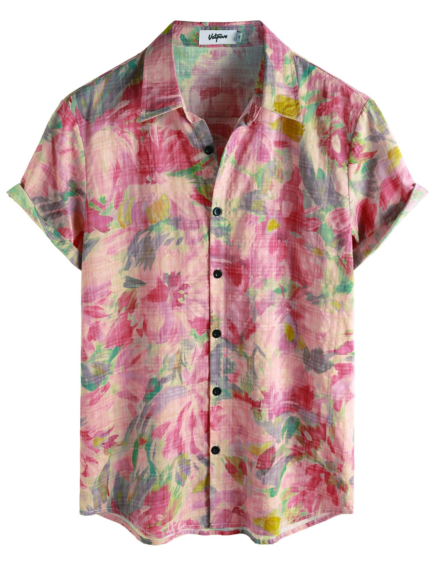 HOTVATPAVE Mens Casual Short Sleeve Button Down Shirts Regular Fit Hawaiian Summer Shirt