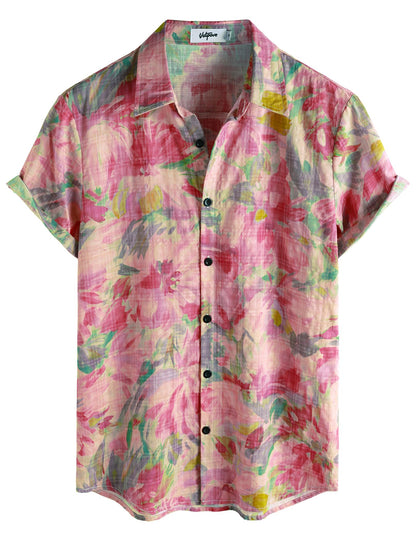 HOTVATPAVE Mens Casual Short Sleeve Button Down Shirts Regular Fit Hawaiian Summer Shirt