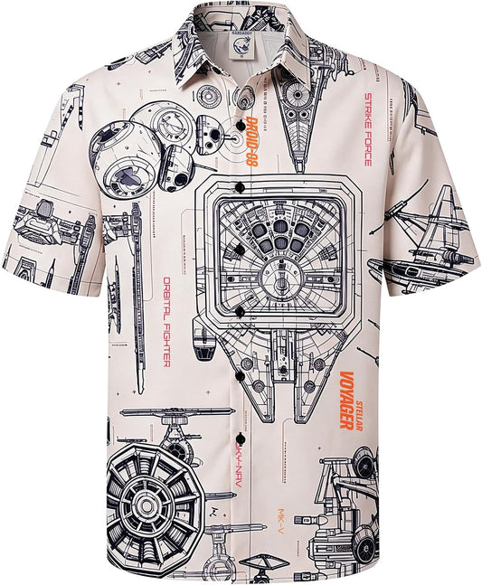 HOTHardaddy Men's Hawaiian Shirt Short Sleeves Printed Button Down Summer Beach Casual Shirts