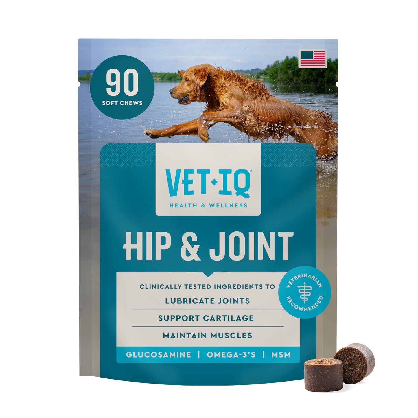 HOTVetIQ Glucosamine Hip & Joint Supplement for Dogs, 180 Soft Chews, Joint Support Supplement with MSM and Krill, Dog Health Supplies Large & Small Breed, Chicken Flavored Chewables | Supports mobility for large & small breeds; glucosamine, MSM & krill o