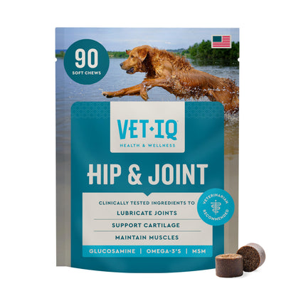 HOTVetIQ Glucosamine Hip & Joint Supplement for Dogs, 180 Soft Chews, Joint Support Supplement with MSM and Krill, Dog Health Supplies Large & Small Breed, Chicken Flavored Chewables | Supports mobility for large & small breeds; glucosamine, MSM & krill o