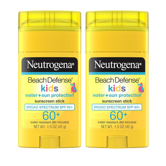 HOTNeutrogena Beach Defense Kids Sunscreen Stick SPF 60+, Hawaii Reef Act 104 Compliant, Octinoxate & Oxybenzone Free, Sunscreen for Face & Body, Travel Size Sun Protection, 1.5 oz