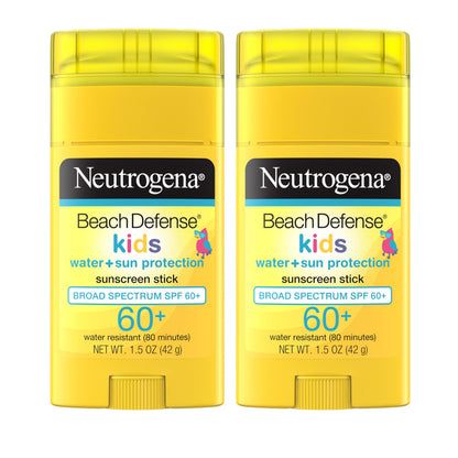 HOTNeutrogena Beach Defense Kids Sunscreen Stick SPF 60+, Hawaii Reef Act 104 Compliant, Octinoxate & Oxybenzone Free, Sunscreen for Face & Body, Travel Size Sun Protection, 1.5 oz