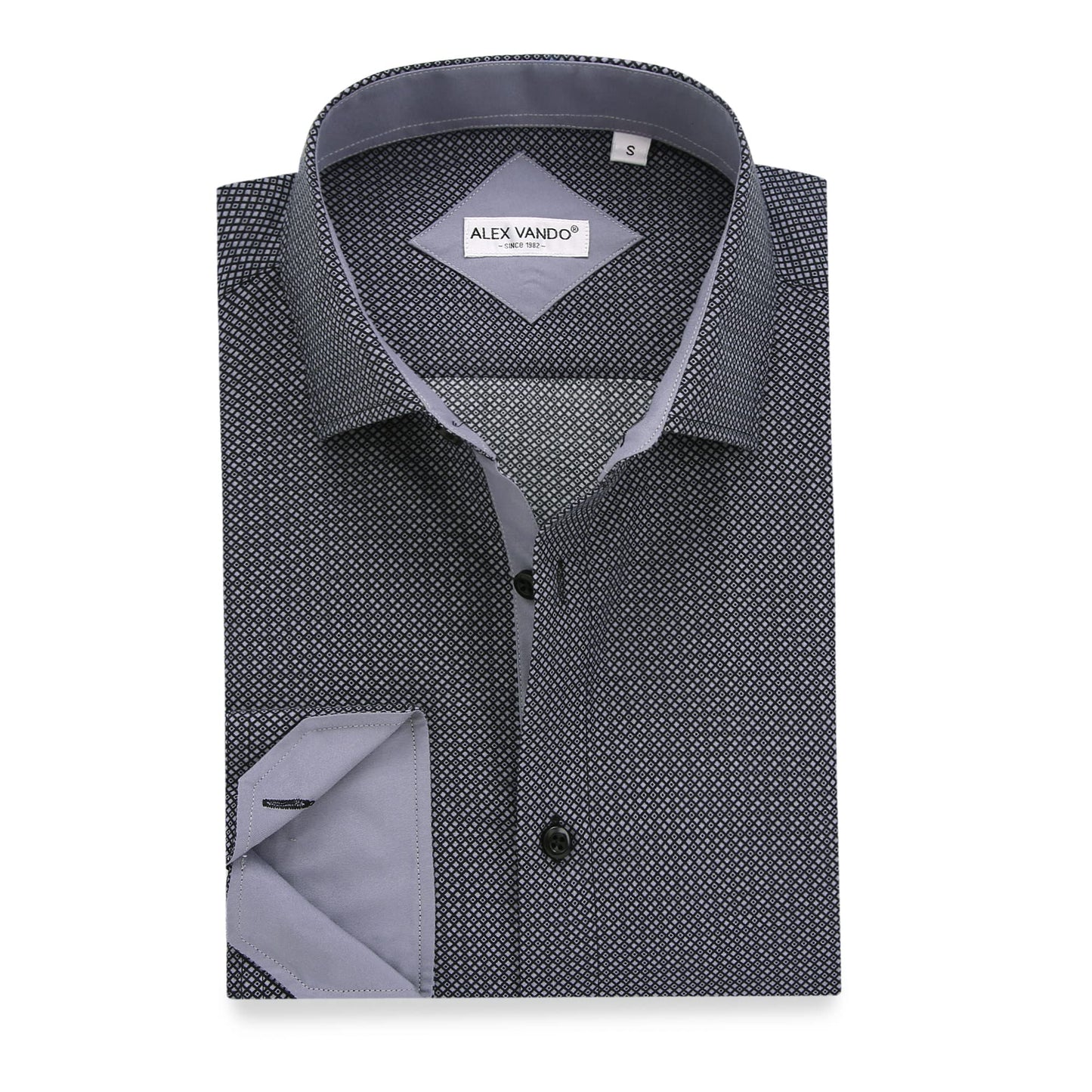 HOTAlex Vando Mens Printed Dress Shirts Regular Fit Casual Button Down Shirt | Wrinkle resistant, Machine washable, Contrast on inner collar & cuff, True-to-size cut, Business & Daily, Easy outfit pairing