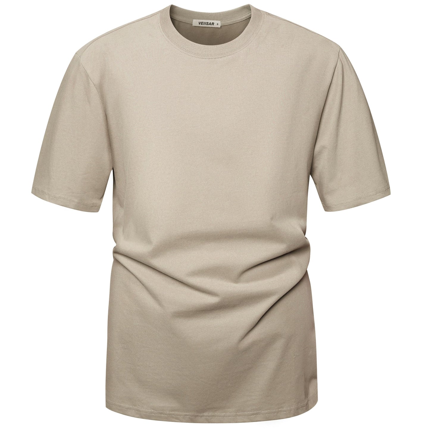 HOTVEIISAR Men's Heavy Weight Crew Neck T-Shirt Mens Premium Cotton Tee - Pre Shrunk S-3XL