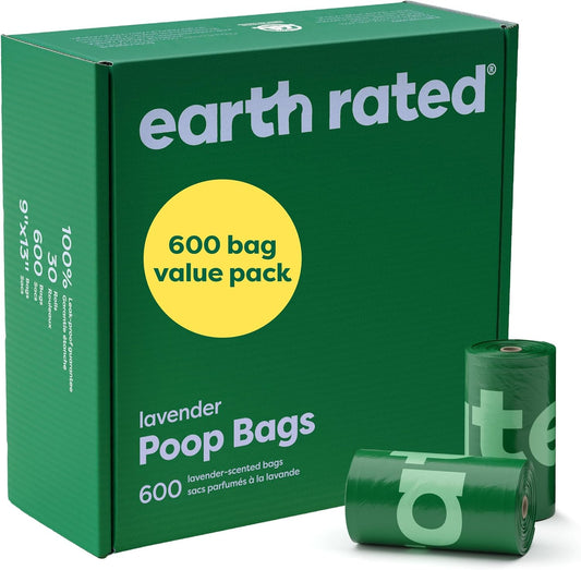 HOTEarth Rated Dog Poop Bags Value Pack, Leak-Proof and Extra-Thick Pet Waste Bag for Big and Small Dogs, Refill Rolls, Lavender Scented, 600 Count