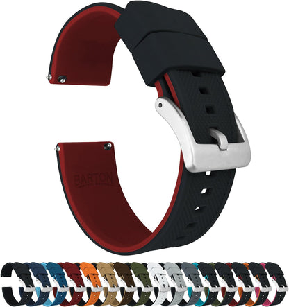HOTBARTON Elite Silicone Watch Bands - Quick Release - Choose Strap Color & Buckle Color (Stainless Steel, Black PVD or Gunmetal Grey) - 18mm, 20mm, 22mm & 24mm Watch Straps