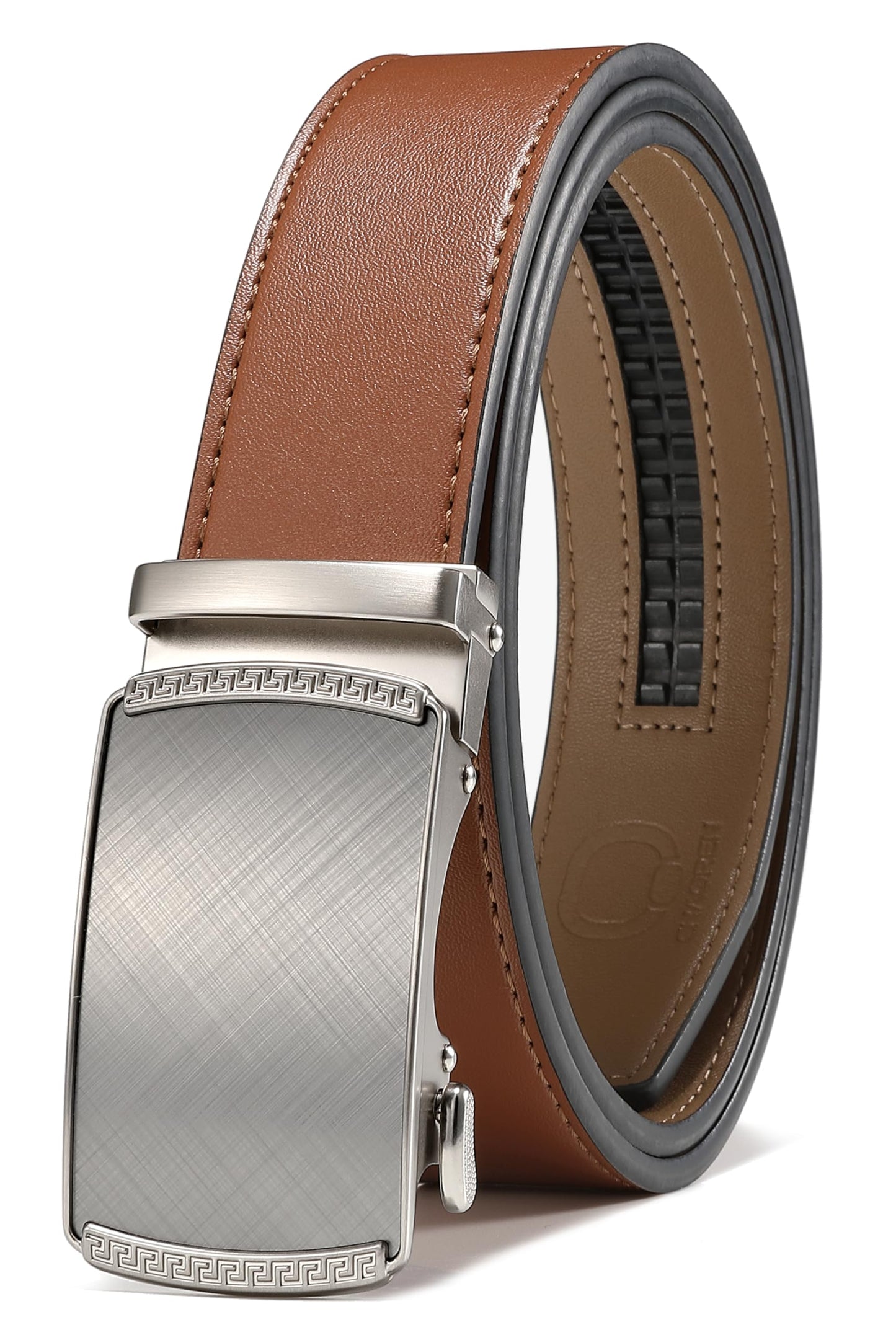 HOTCHAOREN Mens Belt Leather Ratchet Belt - Customizable Fit, Effortless Style (35mm)