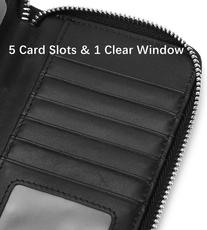 HOTLLi Cufite Genuine Leather Zipper Checkbook Cover with Divider & Card Holder Italian Calfskin, For Men & Women, Deluxe Check Holder RFID Blocking
