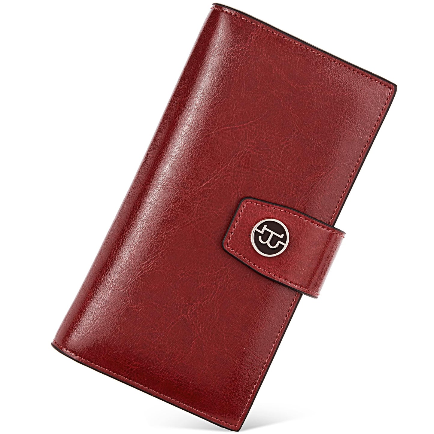 HOTBOSTANTEN Womens Leather Wallet RFID Large Capacity Credit Card Holder | 4 ID Windows, 16 Card Slots, Zipper Coin Pocket, Clutch Wallet, Long Bifold, Ladies Gifts, Brown