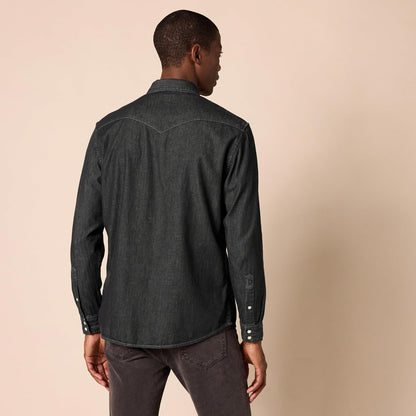 HOTAmazon Essentials Men's Slim-Fit Long-Sleeve Denim Western Style Cotton Shirt with Snap Buttons, Lightweight