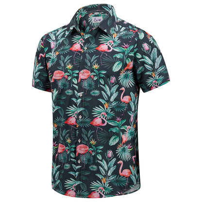 HOTEUOW Men's Hawaiian Shirt Short Sleeve Printed Button Down Beach Shirts