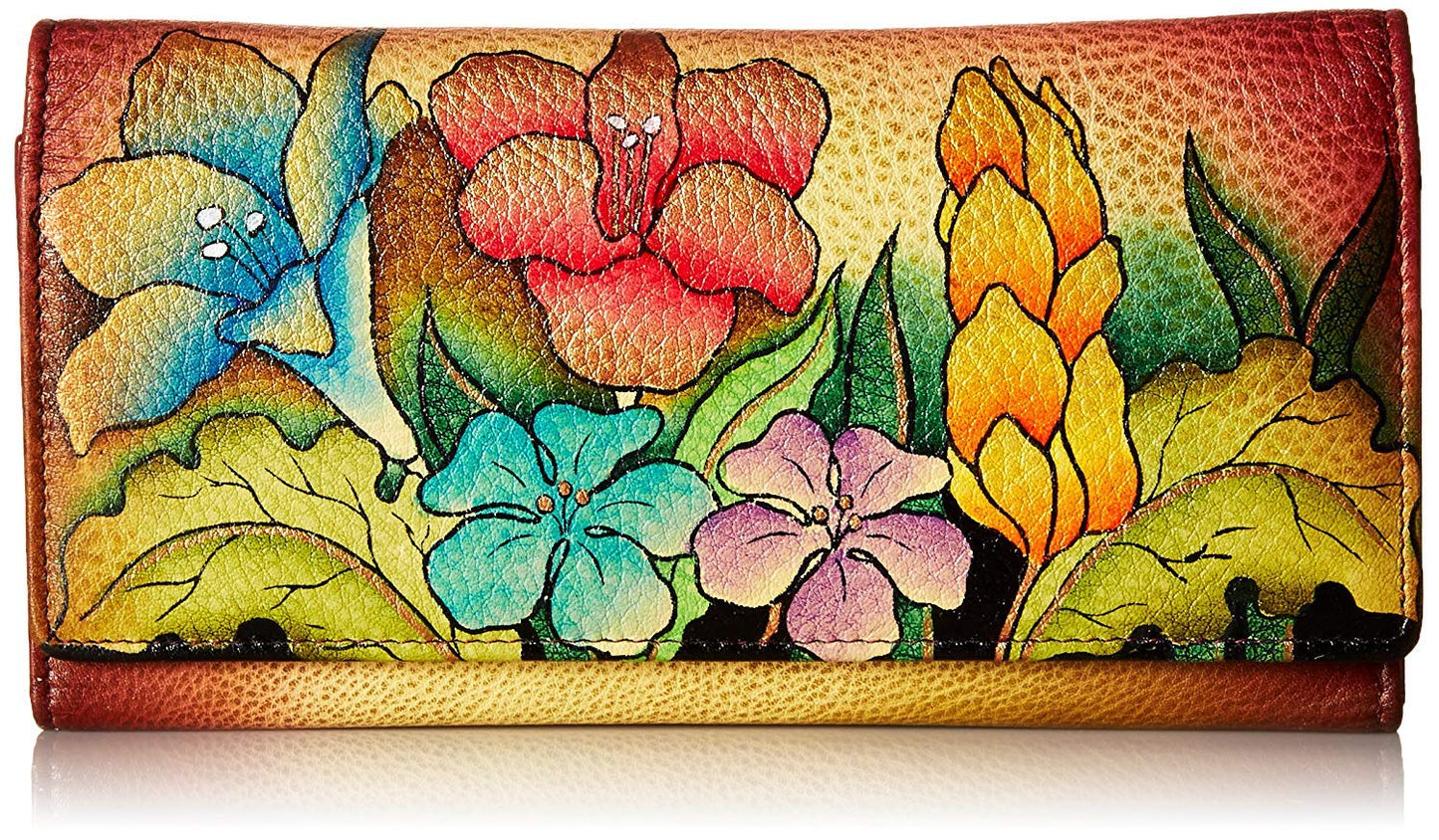 HOTAnna by Anuschka Women's Hand Painted Genuine Leather Multi Pocket Wallet