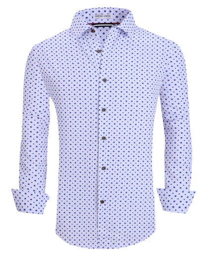 HOTAlex Vando Mens Wrinkle Free 4-Way Stretch Print Business Casual Shirt | Wrinkle resistant, Machine washable, Classic check Pattern, True-to-size cut, Business & Daily, Easy outfit pairing