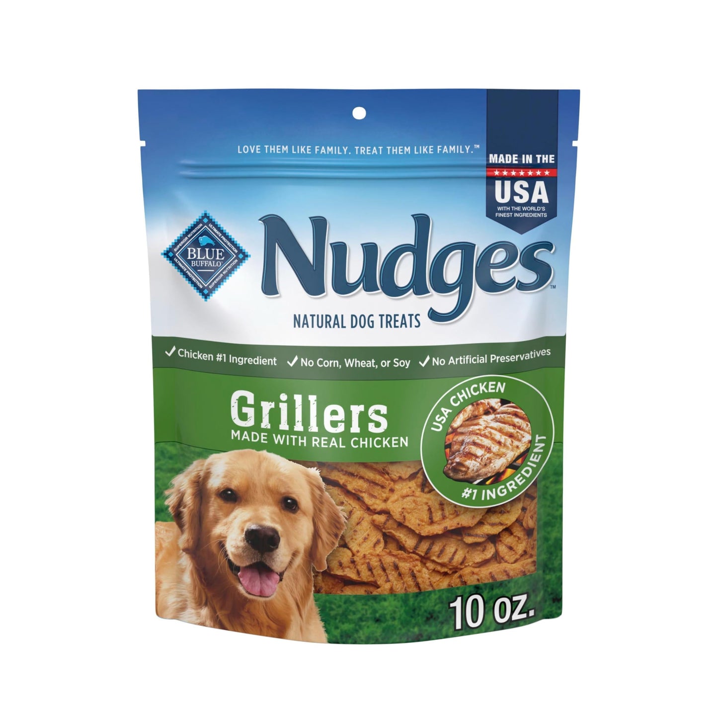 HOTBlue Buffalo Nudges Chicken Grillers Natural Dog Treats, Tender & Meaty Dog Snacks, Easy-To-Tear for Training, Made in the USA with Real Chicken, No Artificial Preservatives, 16 oz.