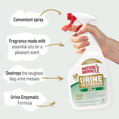 HOTNature's Miracle Urine Destroyer Plus for Dogs, Enzymatic Formula for Severe Dog Urine Stains, 32 oz