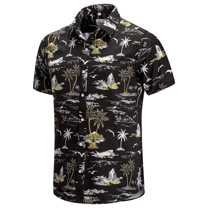 HOTEUOW Men's Hawaiian Shirt Short Sleeve Printed Button Down Beach Shirts