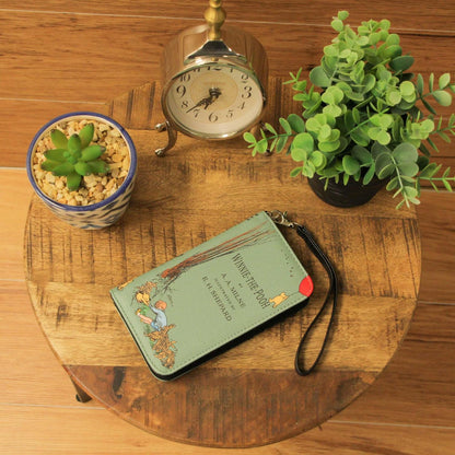HOTWinnie the Pooh Bifold Wallet Wristlet, 7 Inch Sage Green Book Design | Snap Clamshell Closure, Zipper Coin Pouch, Windowed ID Slot, 4 Card Slots, Bill Pockets, Wrist Strap