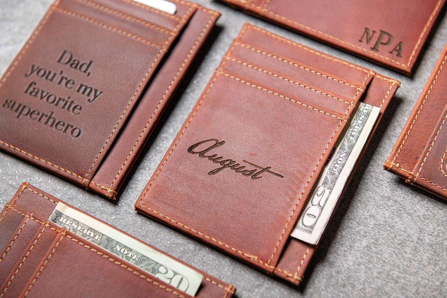 HOTSlim Leather Wallet Personalized With ID Window The Ocala by Left Coast Original