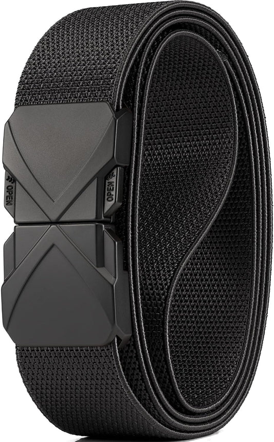 HOTGEIT Stretch Nylon Belt,1 3/8" Elastic Belt with Quick Release Buckle | Invisible Web Belt for Hiking Casual Tactical