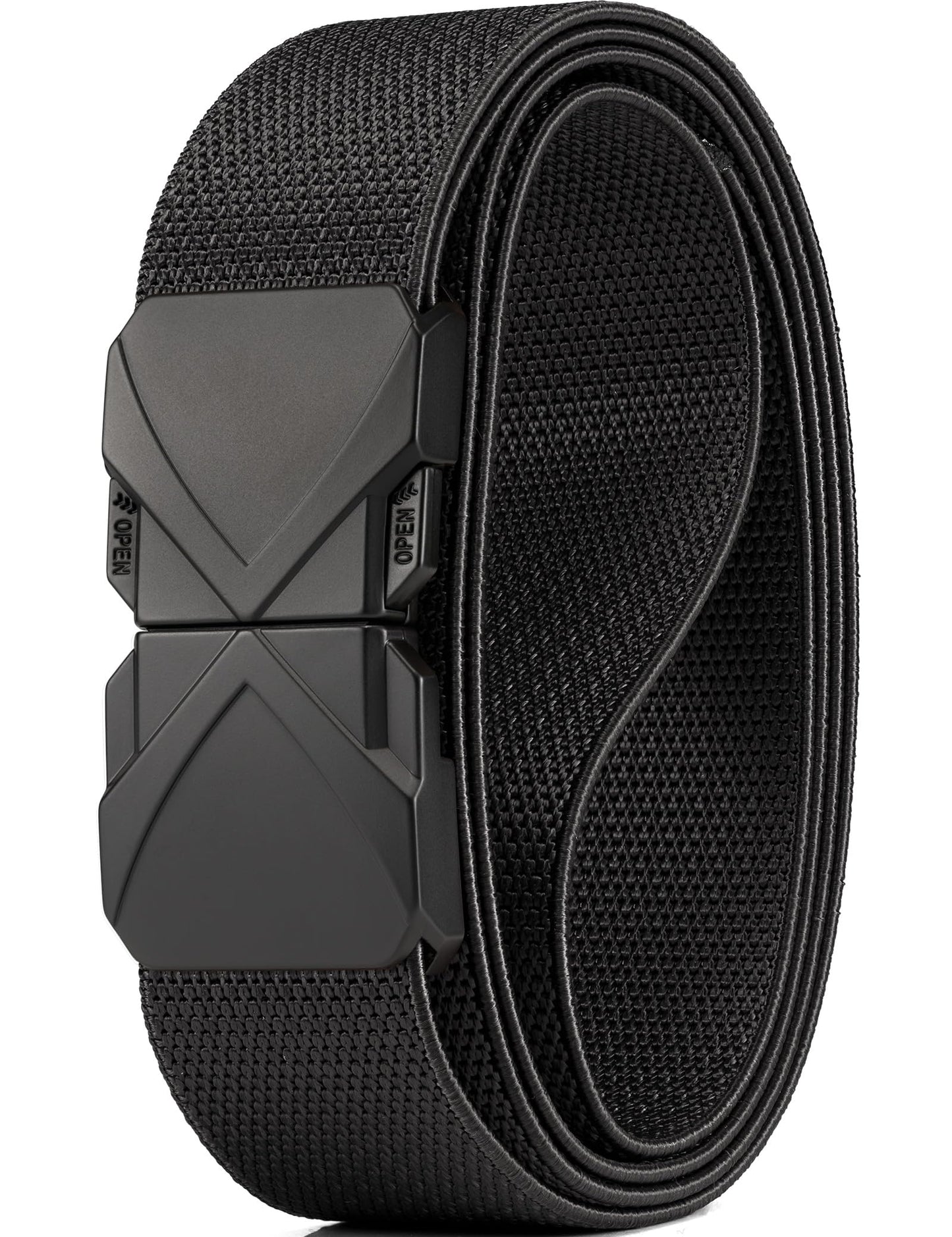 HOTGEIT Stretch Nylon Belt,1 3/8" Elastic Belt with Quick Release Buckle | Invisible Web Belt for Hiking Casual Tactical