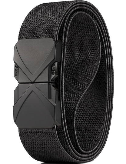 HOTGEIT Stretch Nylon Belt,1 3/8" Elastic Belt with Quick Release Buckle | Invisible Web Belt for Hiking Casual Tactical