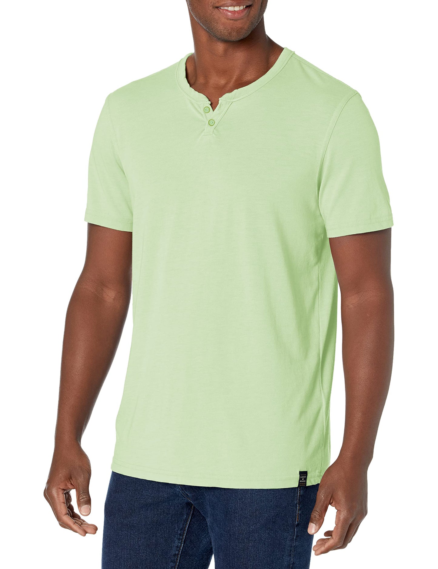 HOTLucky Brand Men's Venice Burnout Notch Neck Tee Shirt