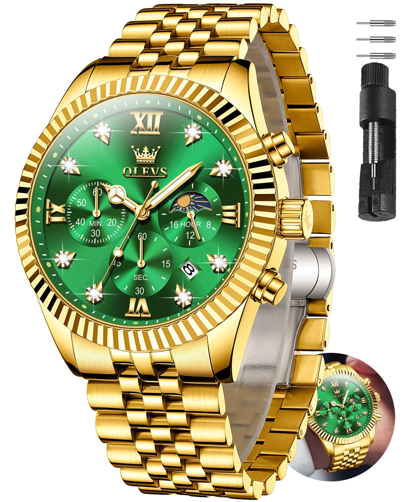 HOTOLEVS Men's Watch,Classic Silver Watches for Men, Waterproof Stainless Steel Roman Numbers Men's Watch Easy to Read