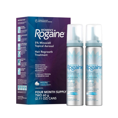 HOTWomen's Rogaine Hair Growth Foam, 5% Topical Minoxidil, 4 Mo, 2x 2.11 Oz