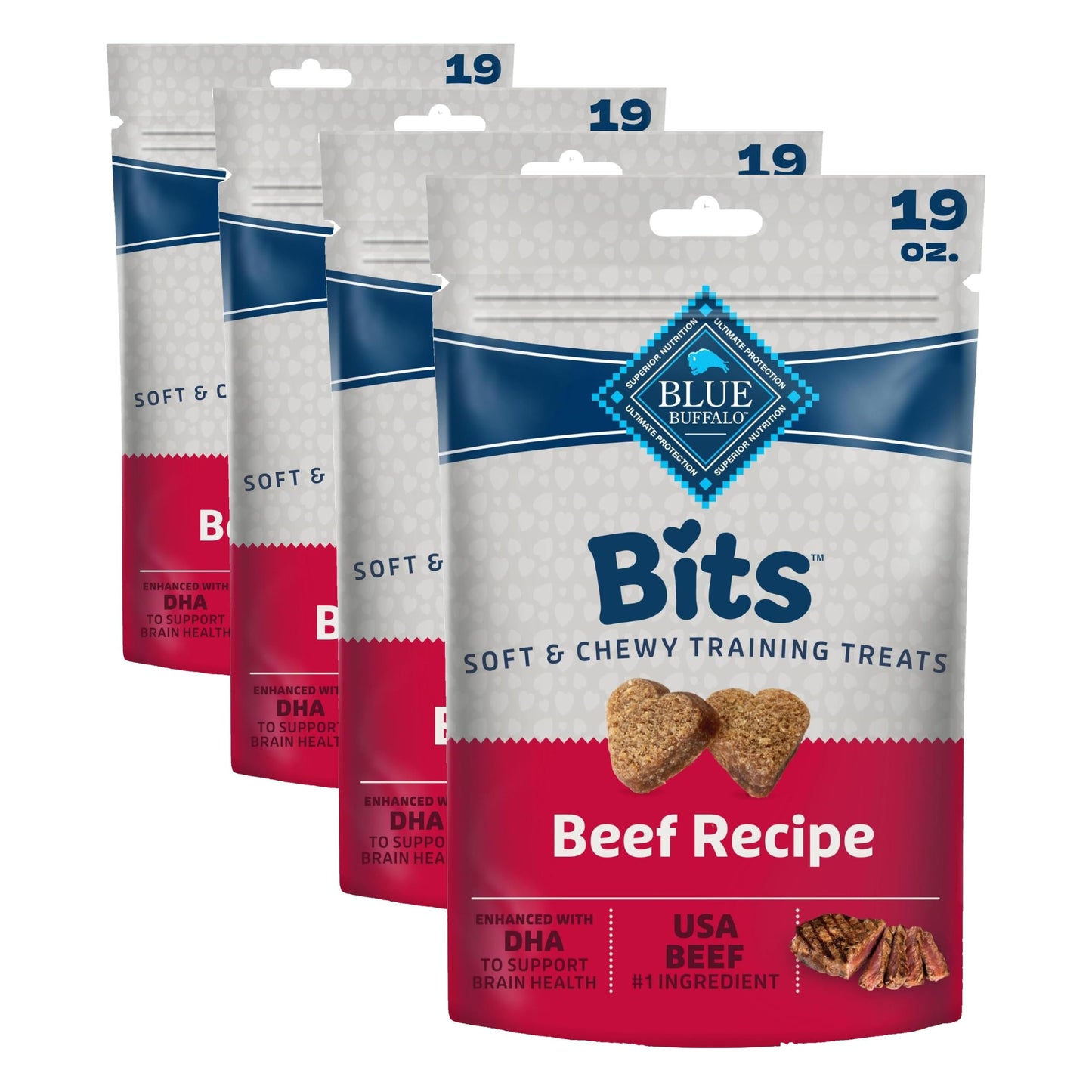 HOTBlue Buffalo Bits Chicken Soft & Chewy Dog Treats, Bite-Sized for Training, Made with Real Chicken & Enhanced with DHA, Heart-Shaped Dog Treats, Made in the USA with Natural Ingredients, 19 oz.