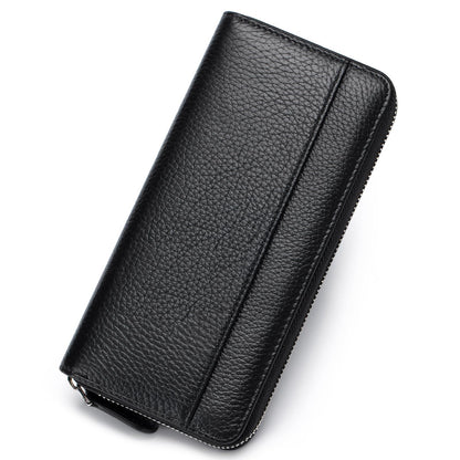 HOTWallets for Women RFID Blocking Real Leather Extra Long Large Capacity Zipper Clutch Wallet with 18 Card Slots, Black