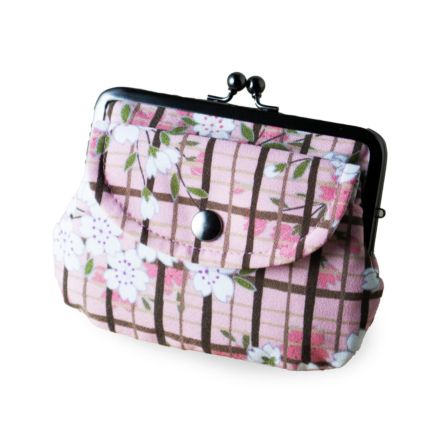 HOTVintage Floral Kiss Lock Coin Change Wallet Purses (Retro Flower - Pinkbeige) / Made in Japan Pouch for Women