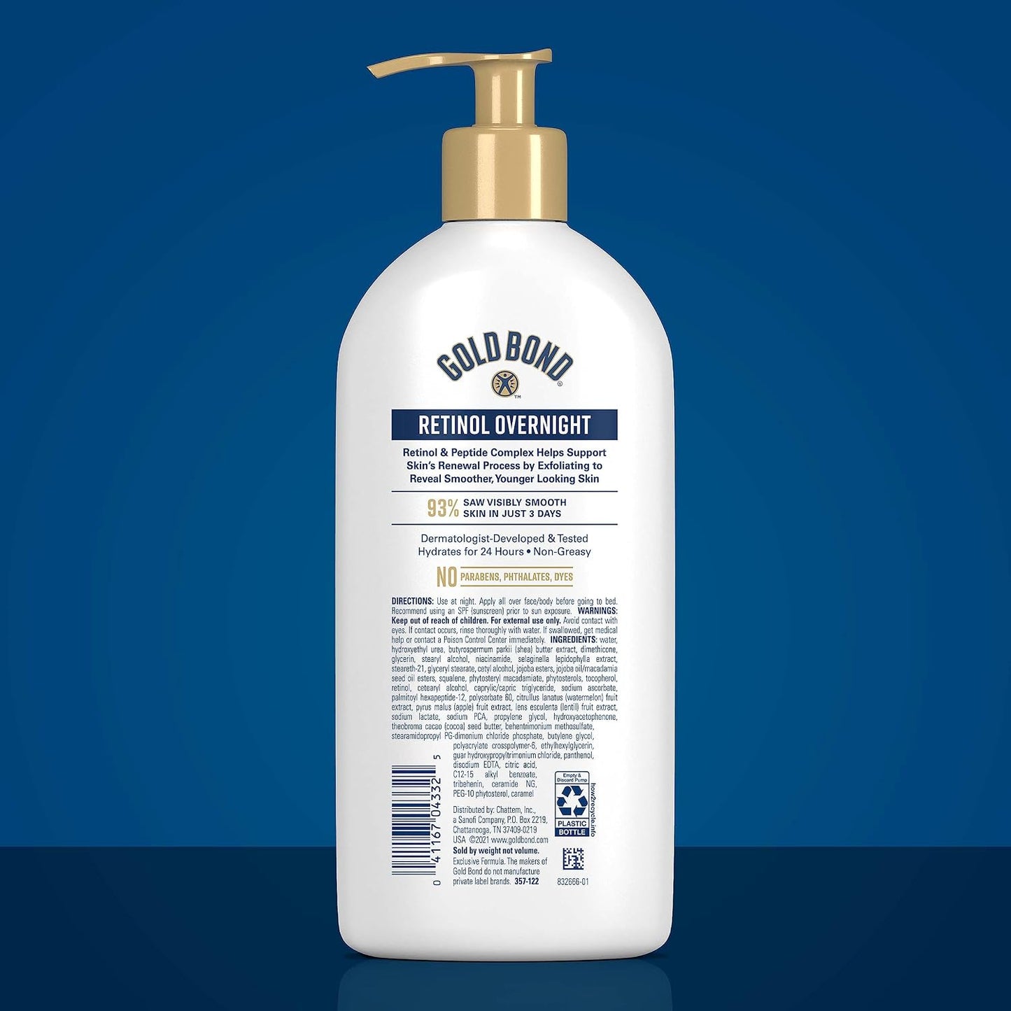 HOTGold Bond Age Renew Retinol Overnight Body & Face Lotion, 13 Oz, Anti-Aging Moisturizer for Visibly Plumper, Smoother Skin, 24-HR Hydration, Non-Irritating, Non-Greasy, Dermatologist-Tested, Unscented