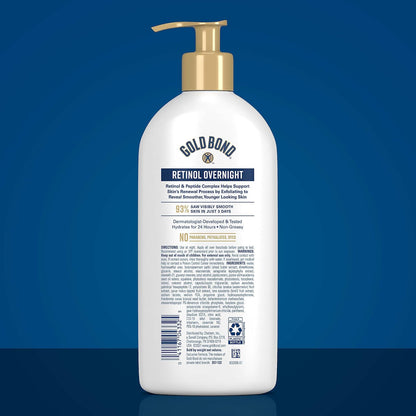 HOTGold Bond Age Renew Retinol Overnight Body & Face Lotion, 13 Oz, Anti-Aging Moisturizer for Visibly Plumper, Smoother Skin, 24-HR Hydration, Non-Irritating, Non-Greasy, Dermatologist-Tested, Unscented