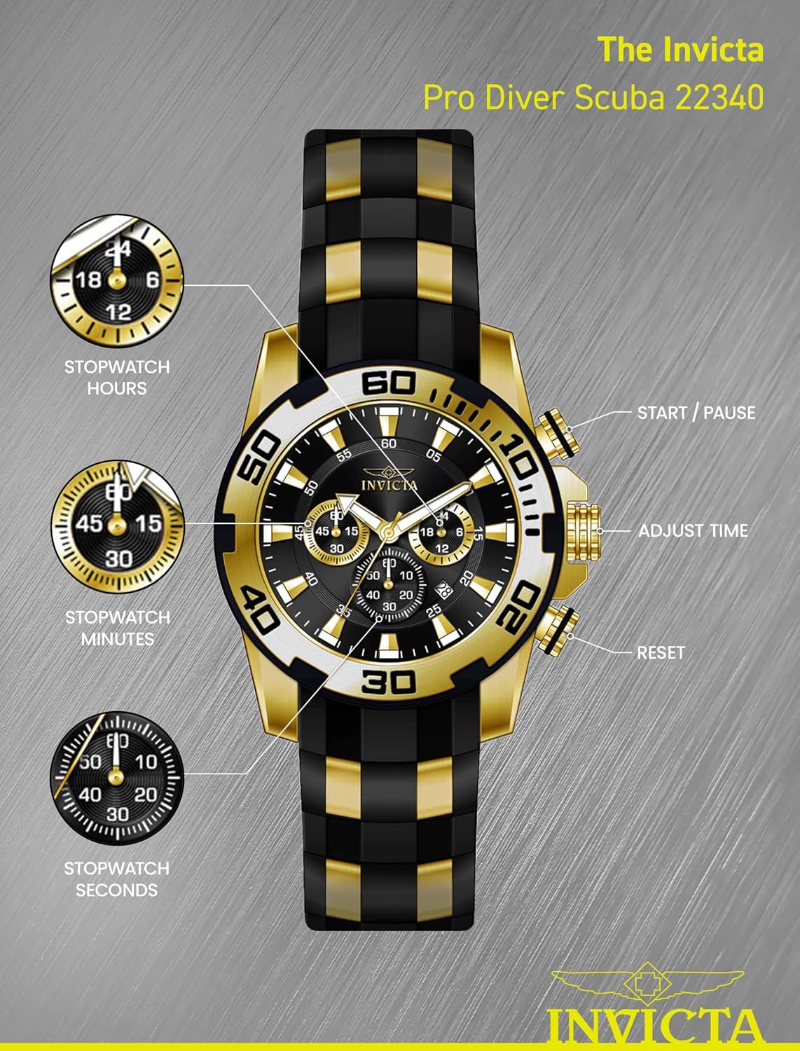HOTInvicta Men's 22340 22341 22343 22344 22346 Pro Diver Analog Display Quartz Black Watch
