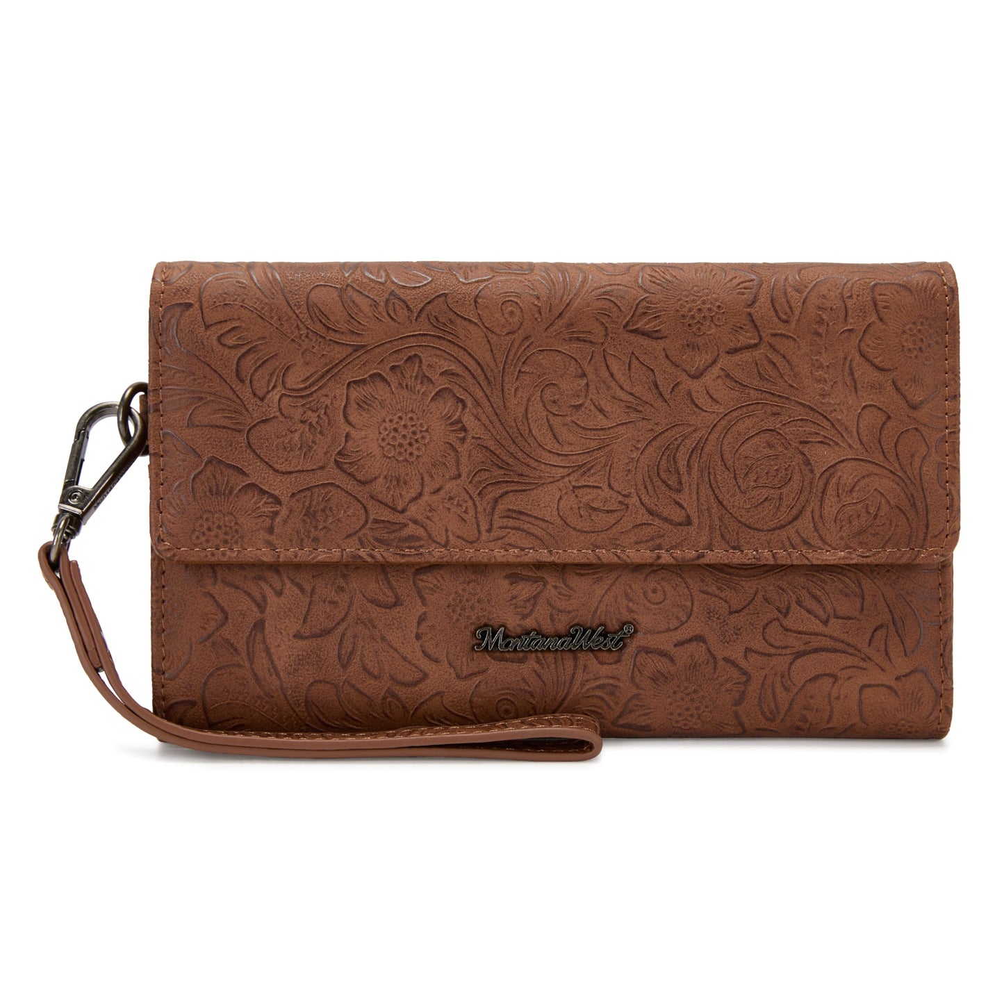 HOTMontana West Women Wallet Trifold Large Capacity Phone Wristlet Travel Credit Card Cash Wallets with Coin Purse and Wrist Strap
