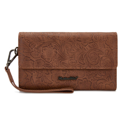 HOTMontana West Women Wallet Trifold Large Capacity Phone Wristlet Travel Credit Card Cash Wallets with Coin Purse and Wrist Strap