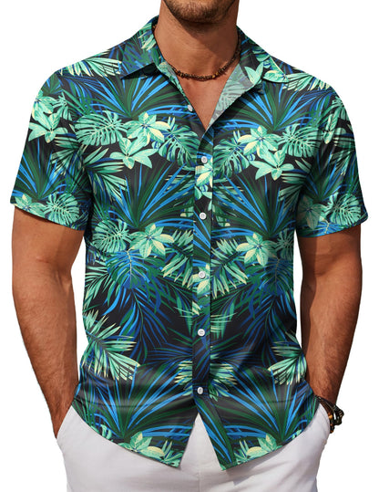 HOTCOOFANDY Mens Hawaiian Shirts Short Sleeve Button Down Aloha Shirt Casual Beach Clothes