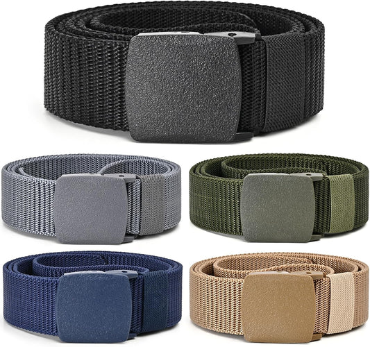 HOTUNGGJKB Tactical Men's Nylon Belts,5 Pack Mens Belts Casual，Military Canvas Outdoor Metal-free Belts
