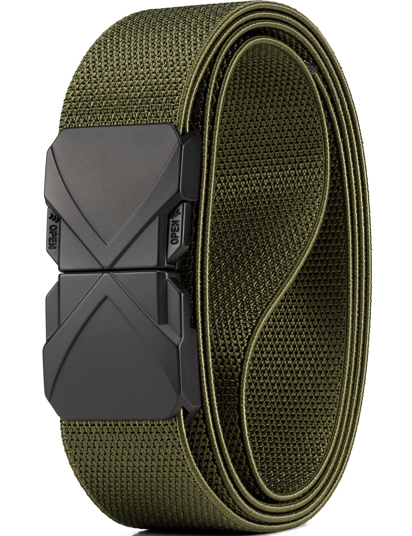 HOTGEIT Stretch Nylon Belt,1 3/8" Elastic Belt with Quick Release Buckle | Invisible Web Belt for Hiking Casual Tactical