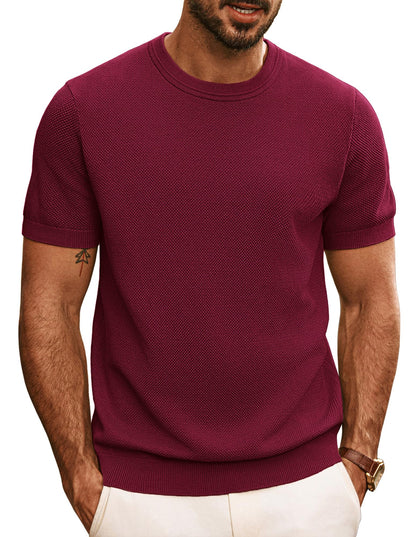 HOTPJ PAUL JONES Mens T Shirts Casual Knit Short Sleeve Tee | Crewneck, Textured Stretch T-Shirts, Lightweight, Comfortable, Breathable, Summer Clothing, Fashion, Classic, Vacation