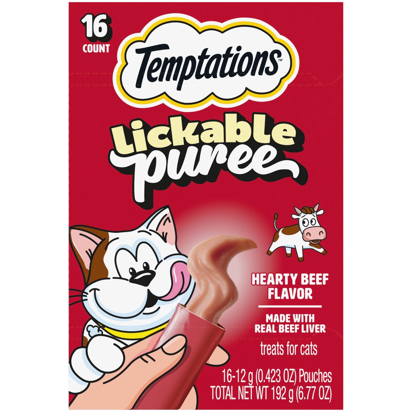 HOTTemptations Creamy Puree Cat Treats, Beef, Chicken, Salmon & Tuna, 48 Count | Beef, Salmon, Chicken & Tuna, under 15 cal/tube, no added sugar or fillers, senior-friendly, meal topper or hand-feed