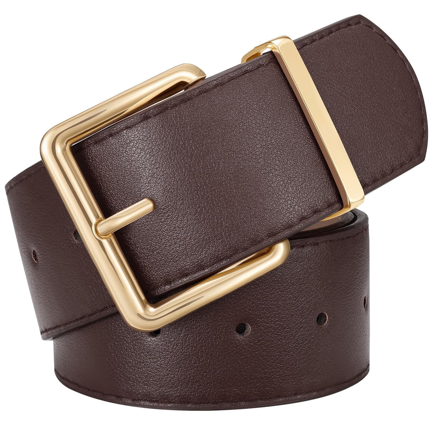 HOTXZQTIVE Women Wide Chunky Belt for Dresses Fashion Thick Suede Belt with Gold Buckle