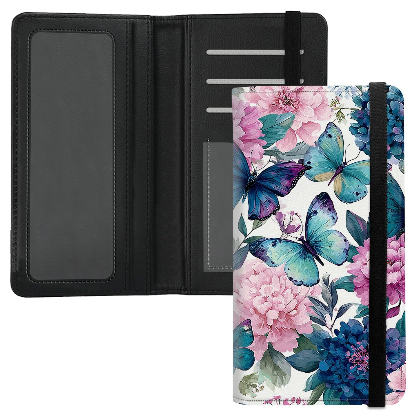 HOTPremium PU Leather Checkbook Cover for Men & Women,RFID Blocking Slim Check Book Holder with Duplicate Check Divider & Pen Holder,Fits Standard Personal Checks,Coastal Beach Blue Bow