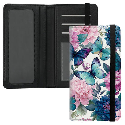 HOTPremium PU Leather Checkbook Cover for Men & Women,RFID Blocking Slim Check Book Holder with Duplicate Check Divider & Pen Holder,Fits Standard Personal Checks,Coastal Beach Blue Bow